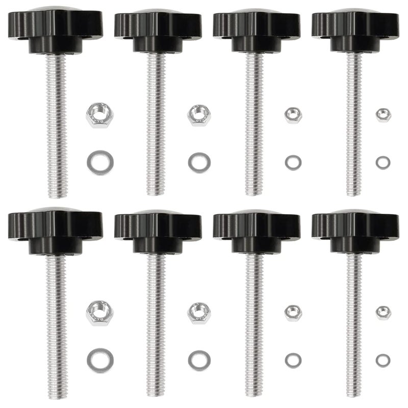 Openfly 28 Sets M4 M5 M6 M8 Star Hand Knob Tightening Screw, Thread Clamping Knob Quick Removal Replacement Parts with Nuts and Washers Stainless Steel Hex Nuts Star Knobs Assortment Kit - Image 3